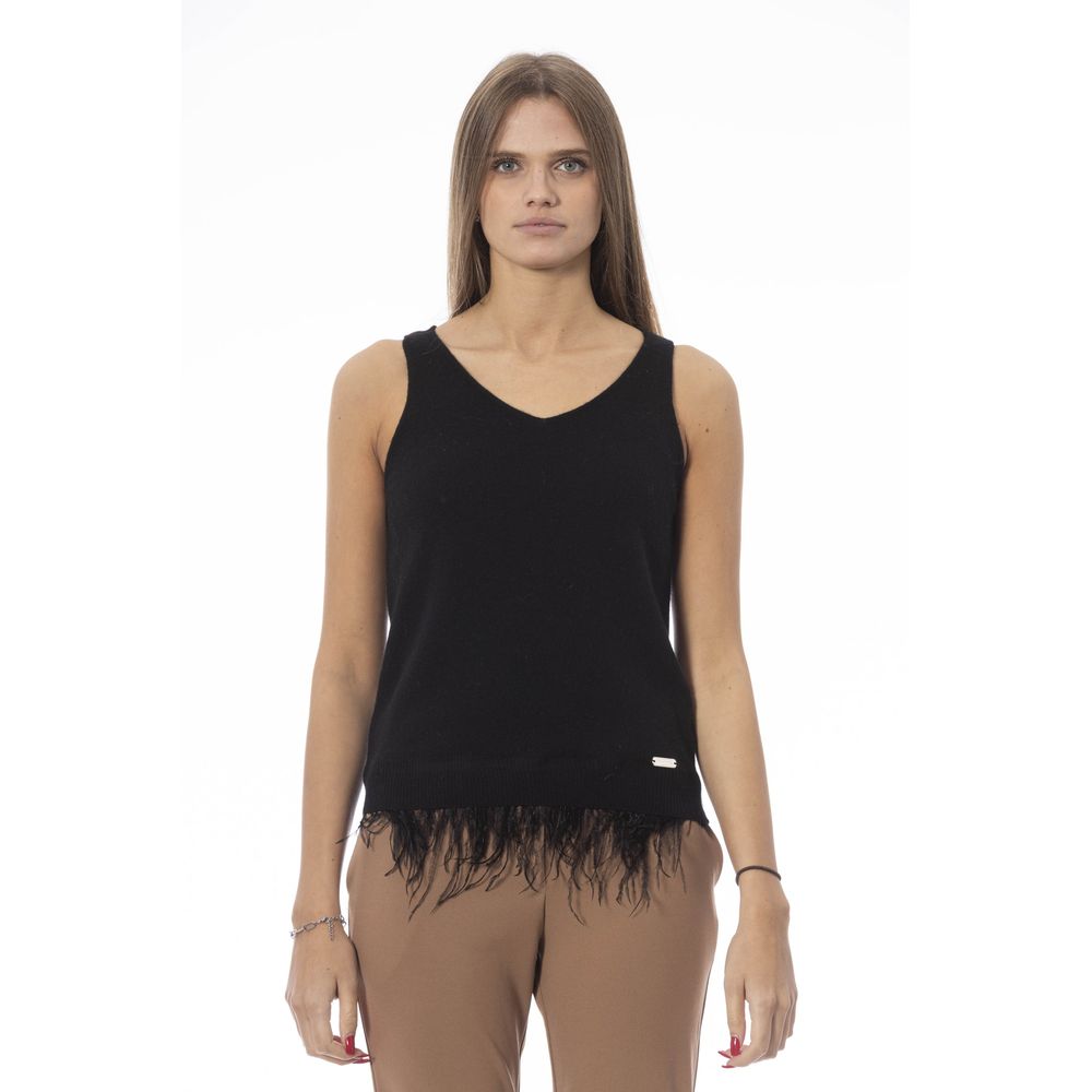 Baldinini Trend Schwarzes Wolltank-Top