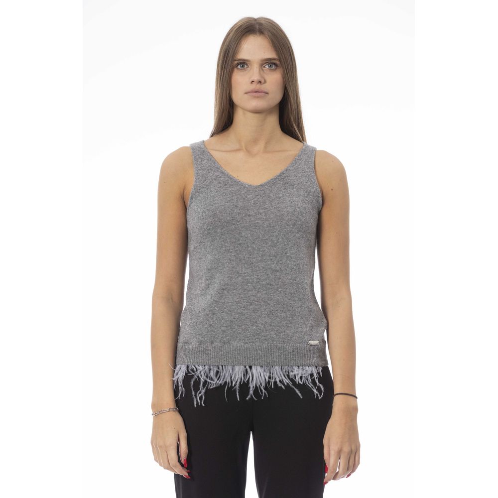 Baldinini Trend Graues Wolltank-Top