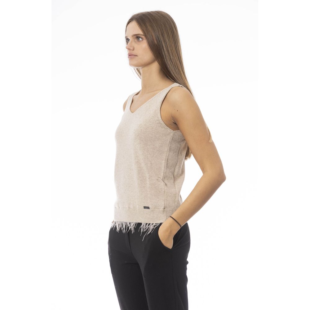 Baldinini Trend Beigefarbenes Wolltank-Top