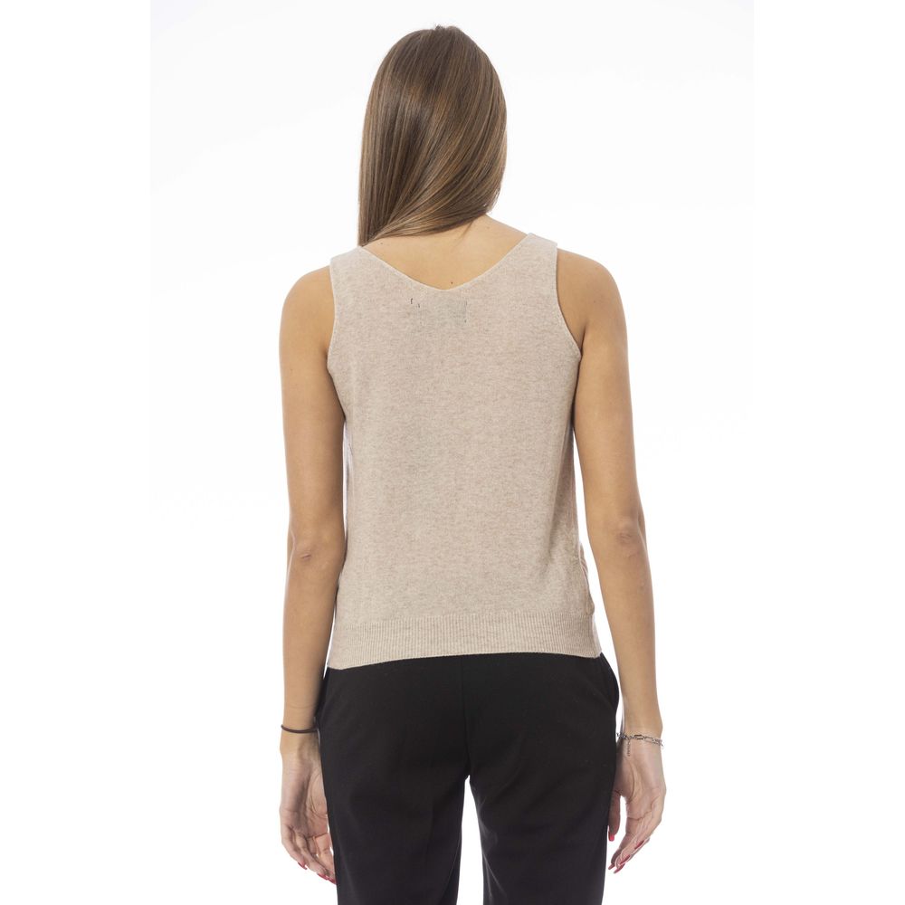 Baldinini Trend Beigefarbenes Wolltank-Top