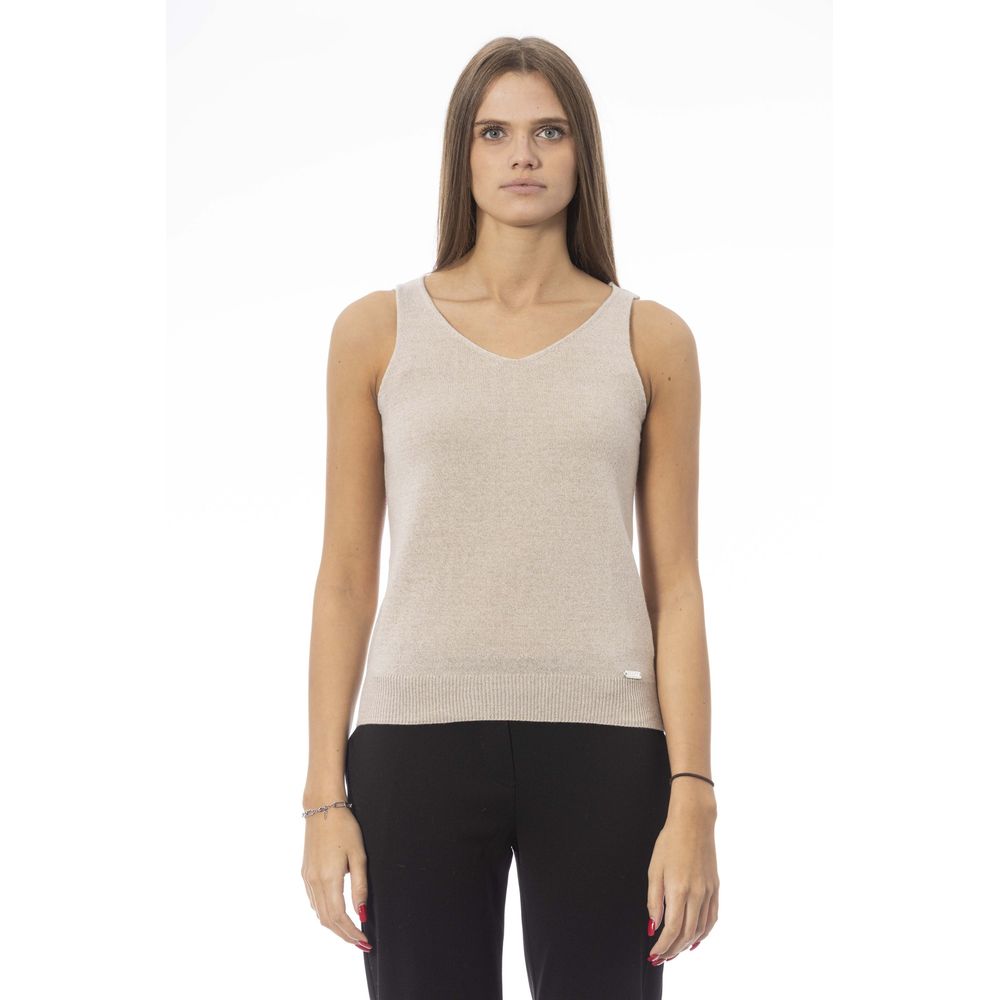 Baldinini Trend Beigefarbenes Stoff-Tank-Top