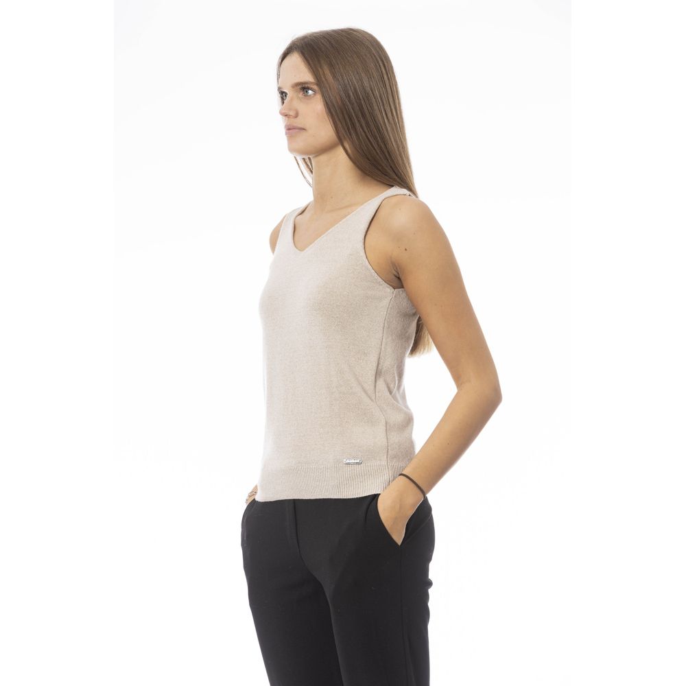 Baldinini Trend Beigefarbenes Stoff-Tank-Top