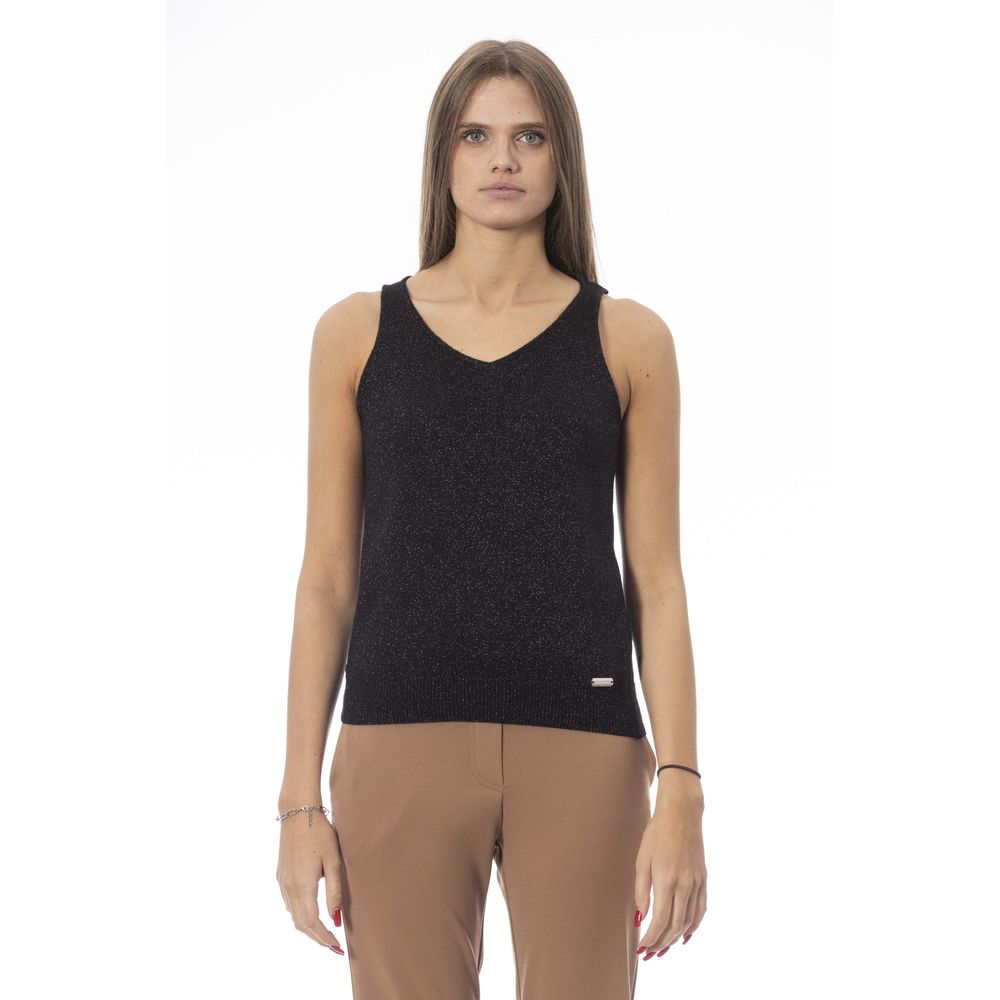 Baldinini Trend Schwarzes Stoff-Tank-Top