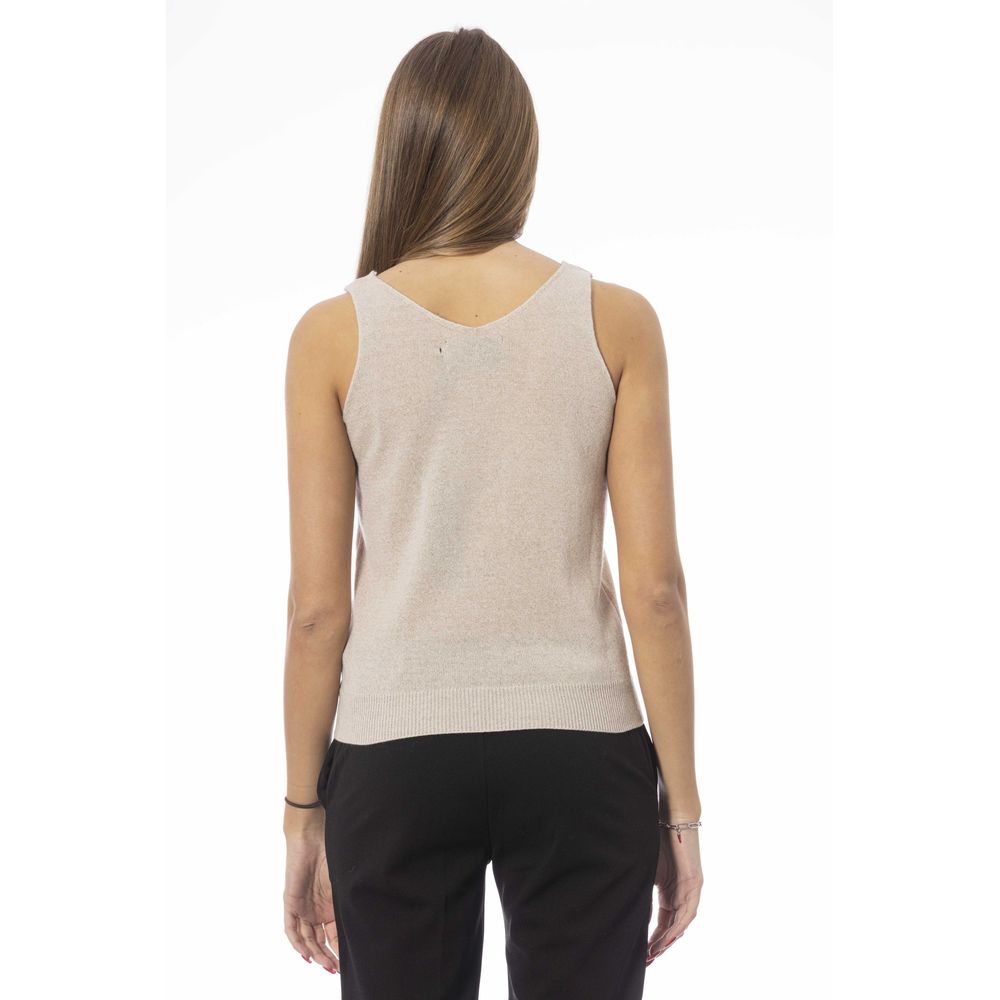 Baldinini Trend Beigefarbenes Stoff-Tank-Top
