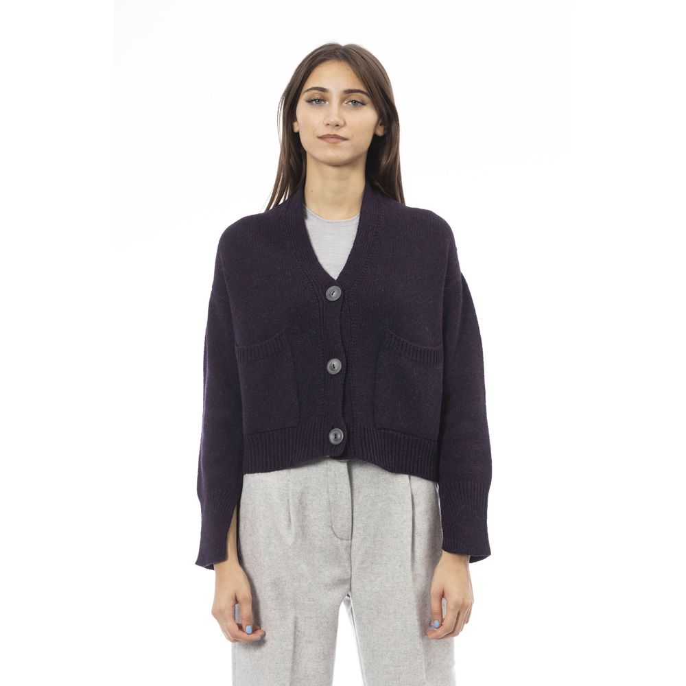 Alpha Studio Lila Merinowolle Damen Strickjacke