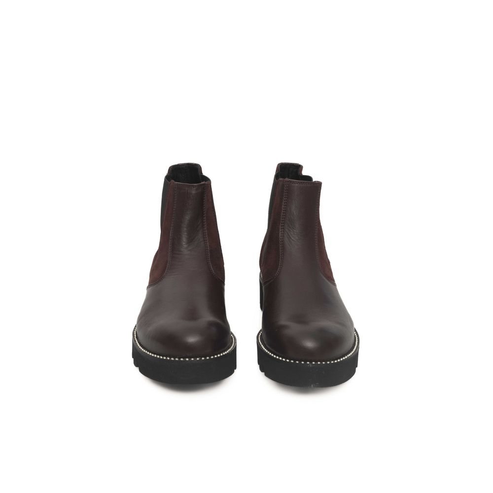 Cerruti 1881 Burgunderfarbenes Rindsleder Damenstiefel