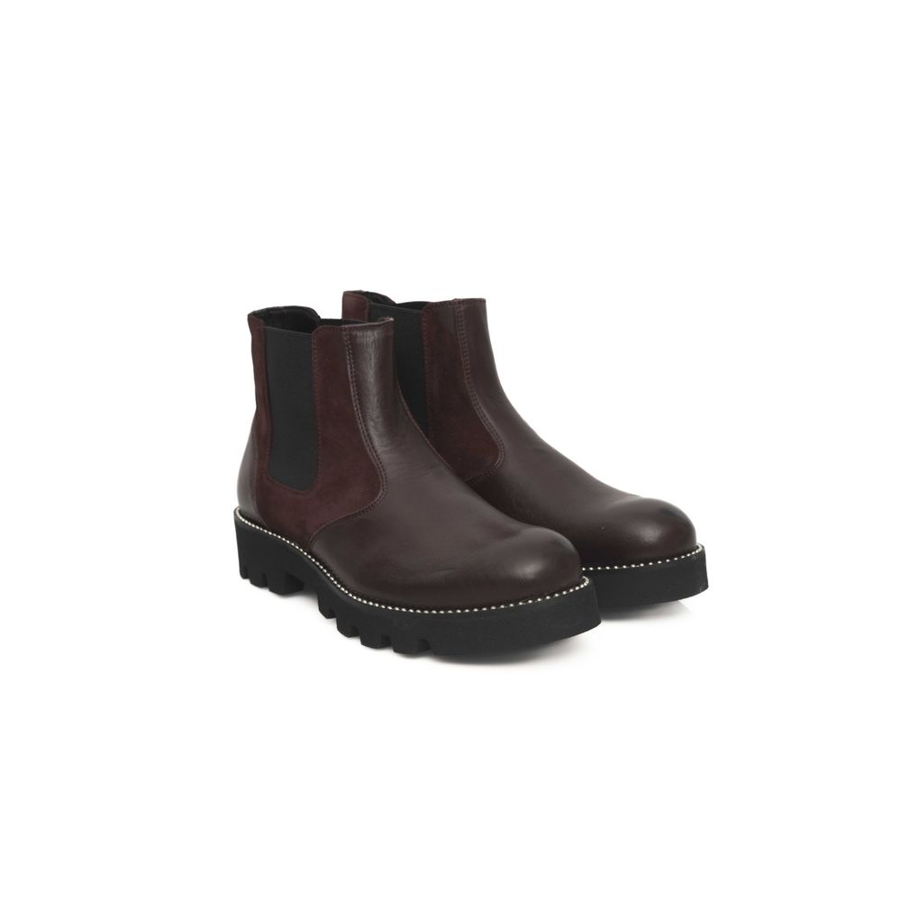 Cerruti 1881 Burgunderfarbenes Rindsleder Damenstiefel