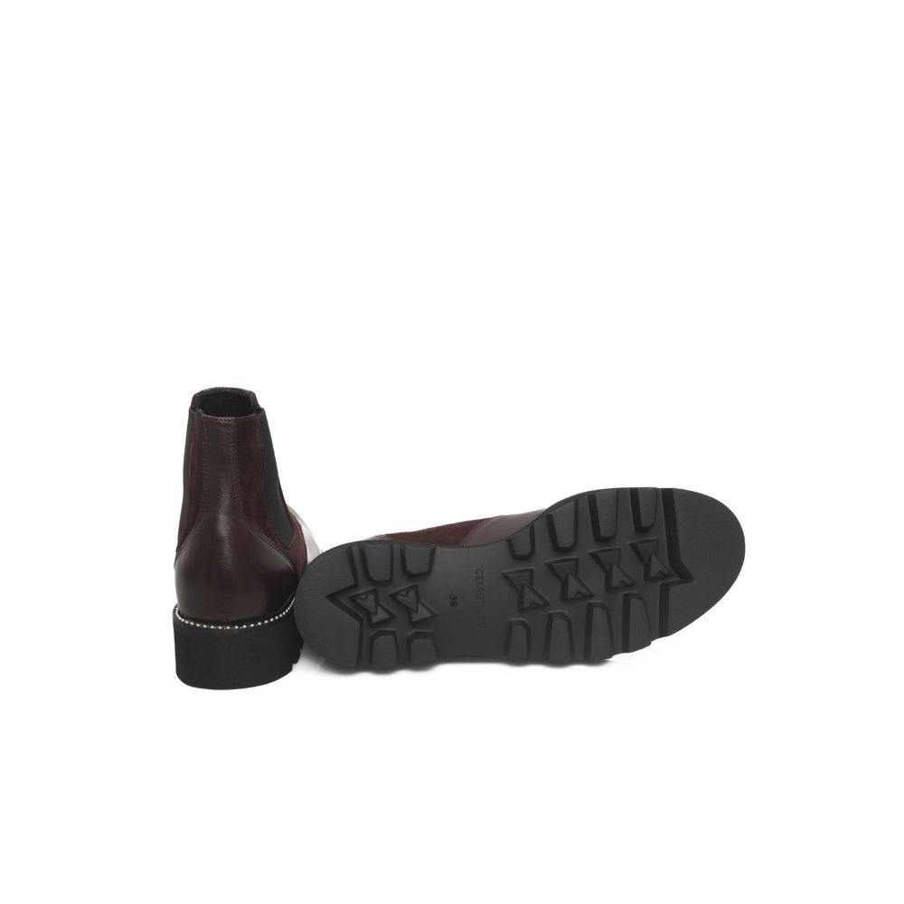 Cerruti 1881 Burgunderfarbenes Rindsleder Damenstiefel