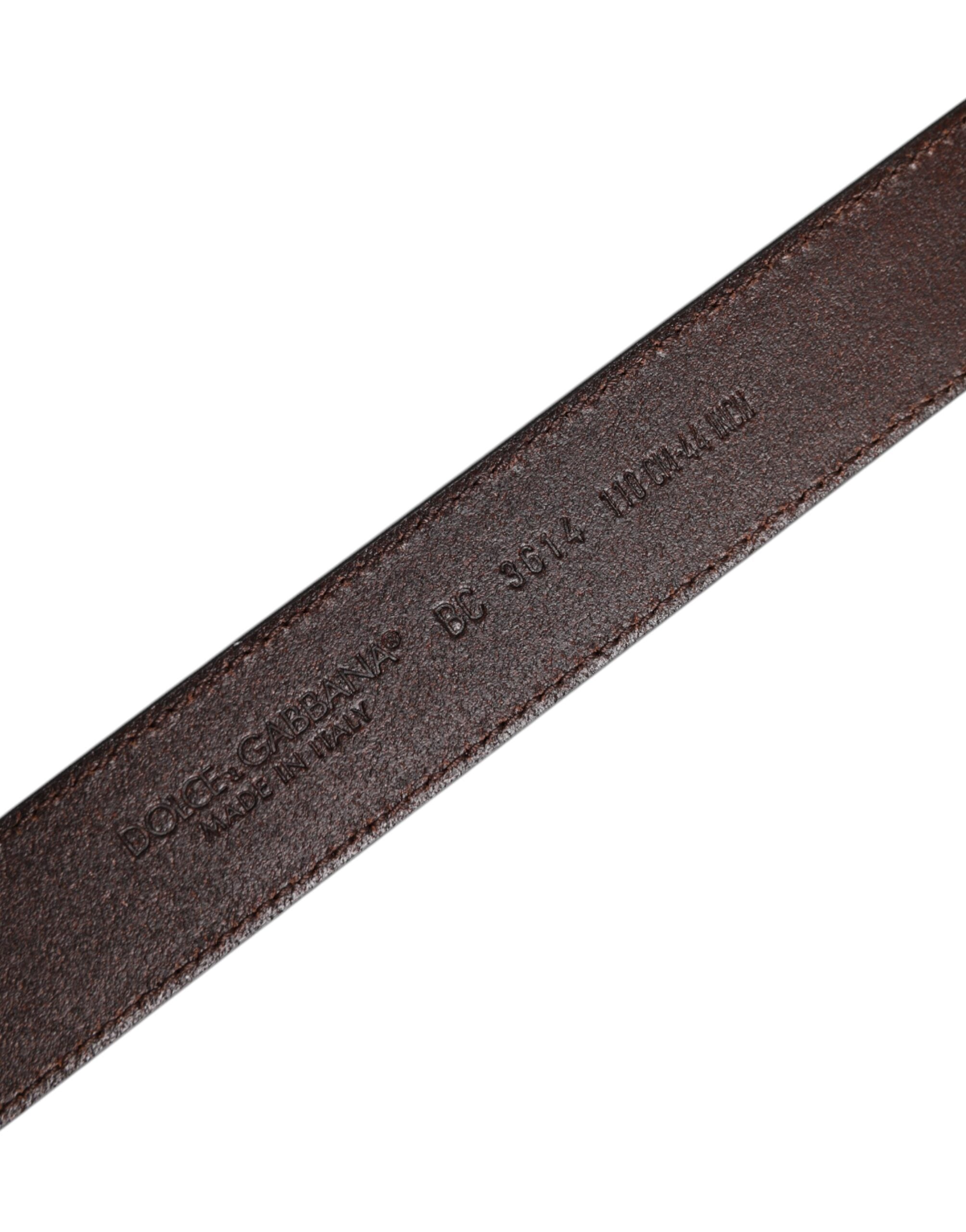 Dolce & Gabbana Dunkelbrauner Ledergürtel mit antiker Silberschnalle