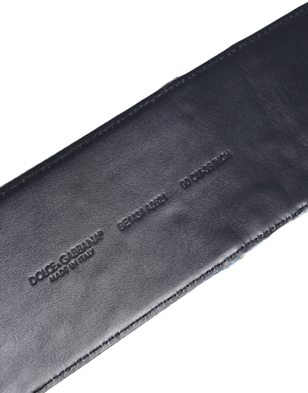 Dolce & Gabbana Blauer zweifarbiger Denim-Gürtel mit goldener Metallschnalle