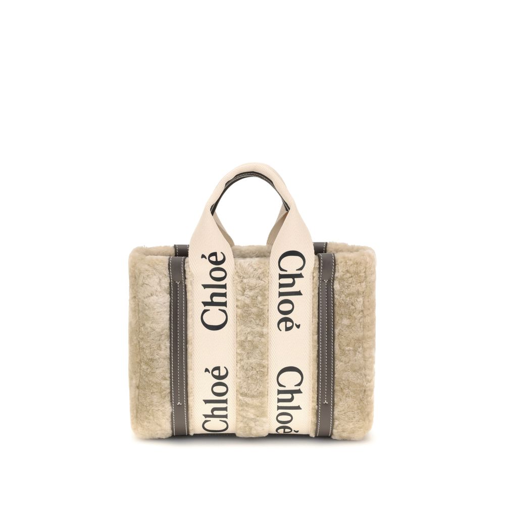Chloé Kleine Woody Shearling Tote Bag
