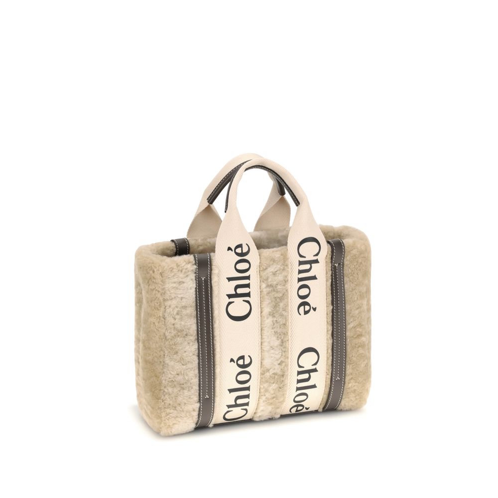 Chloé Kleine Woody Shearling Tote Bag