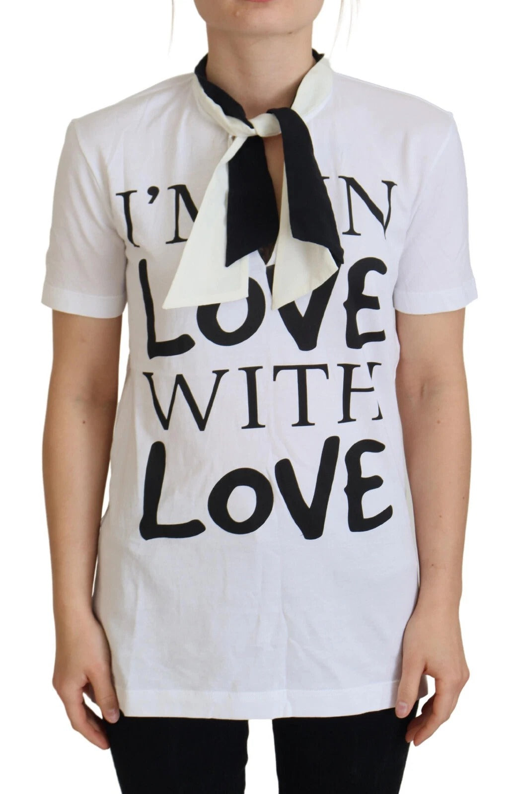 Dolce & Gabbana Weißes Baumwoll-Top mit LOVE-Aufdruck Bluse T-Shirt
