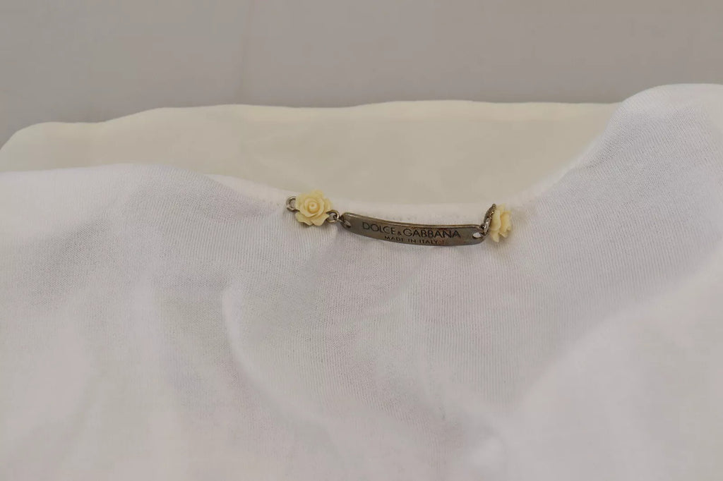 Dolce & Gabbana Weißes Baumwoll-Top mit LOVE-Aufdruck Bluse T-Shirt