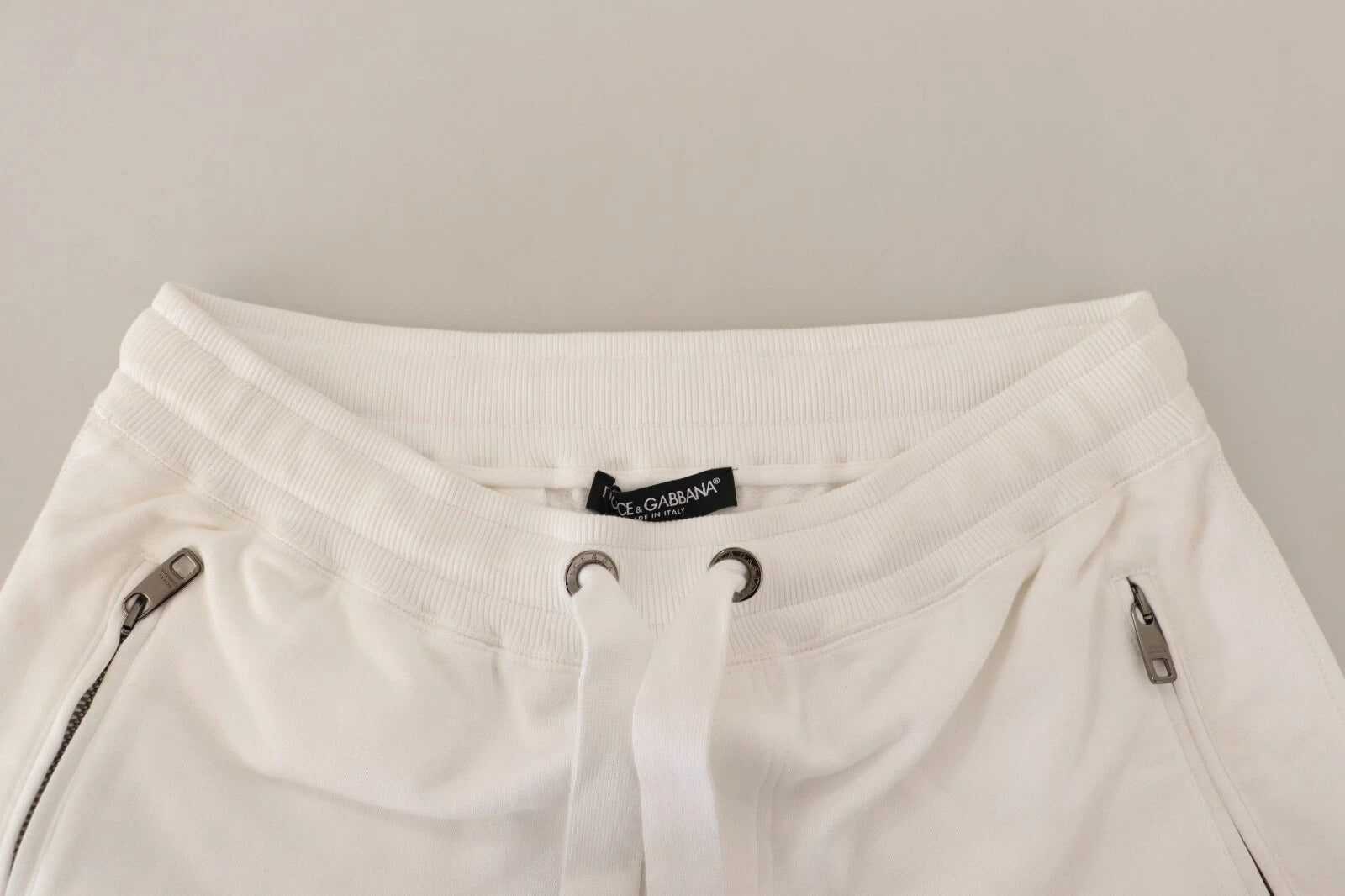 Dolce & Gabbana Weiße Baumwoll-Logo-Patch-Sweatpants Jogginghosen