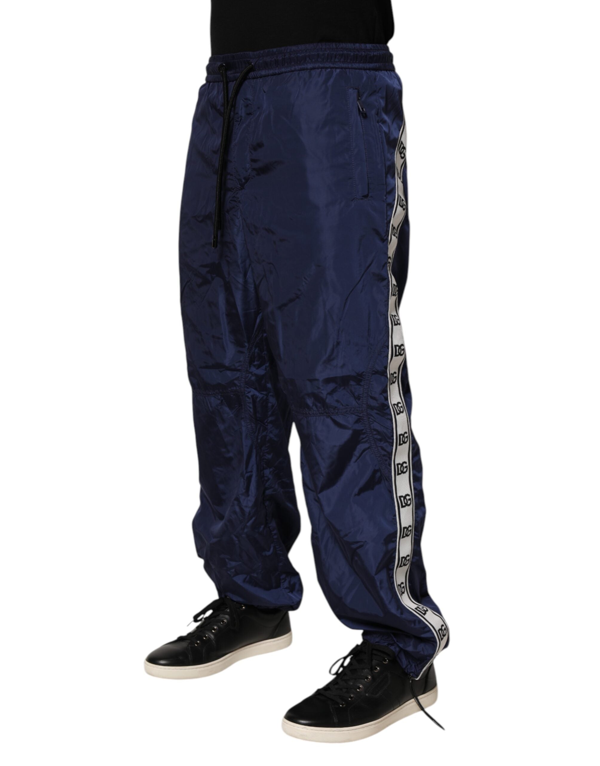 Dolce & Gabbana Blaue Nylon-Jogger-Sweatpants gerade Hose
