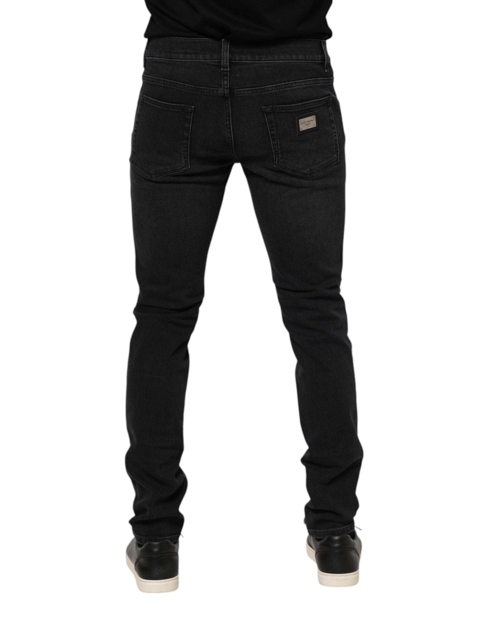 Dolce & Gabbana Schwarz Baumwolle Skinny Männer Denim Hosen Jeans