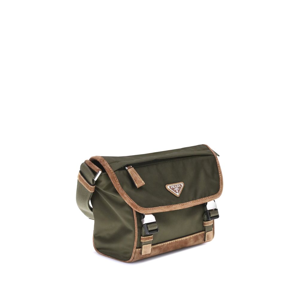 Prada Re-Nylon und Leder Medium Umhängetasche