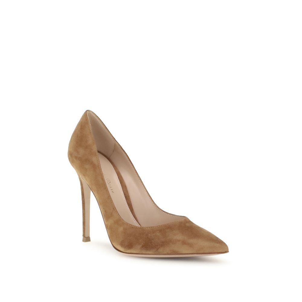 Gianvito Rossi Beigefarbene Leder-Pumps