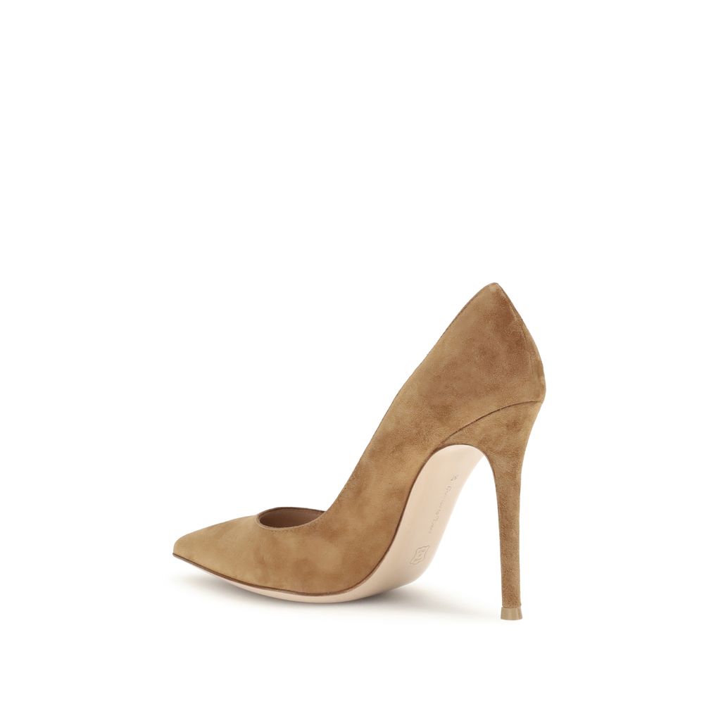 Gianvito Rossi Beigefarbene Leder-Pumps