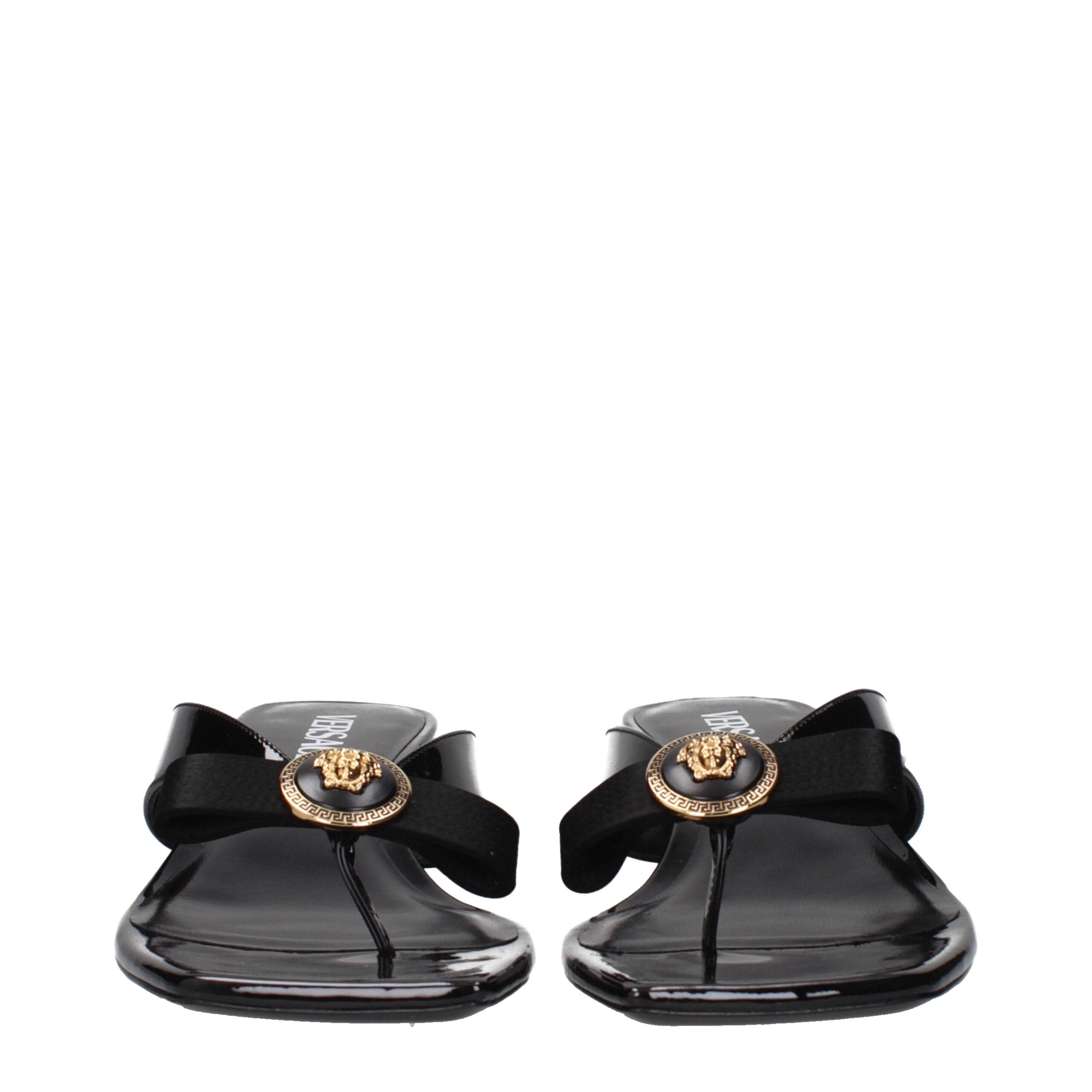 Versace Schwarze Leder Stiletto Heels Sandalen
