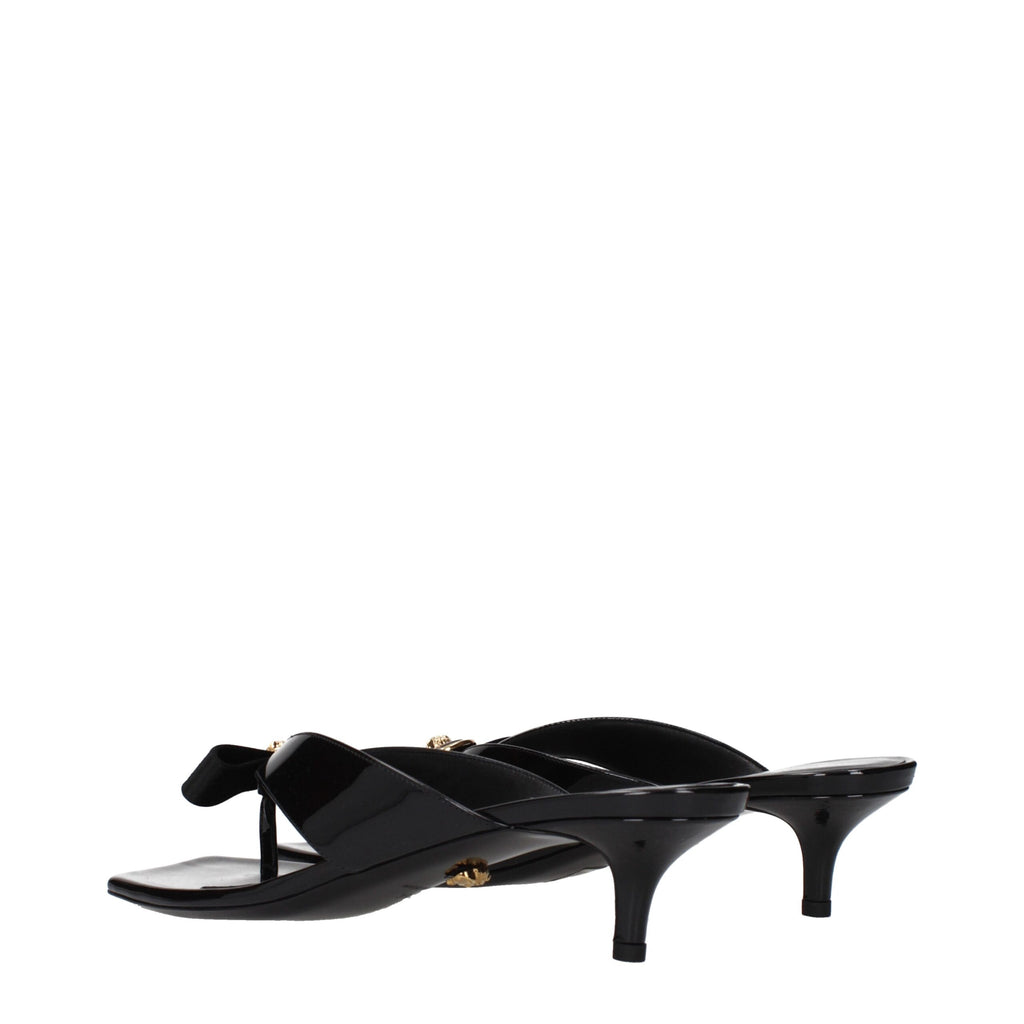 Versace Schwarze Leder Stiletto Heels Sandalen