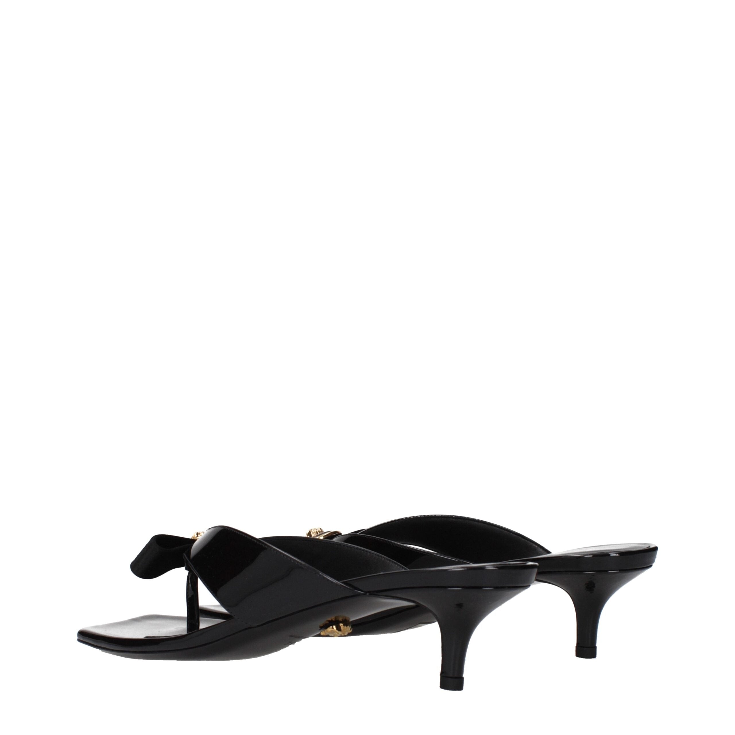 Versace Schwarze Leder Stiletto Heels Sandalen