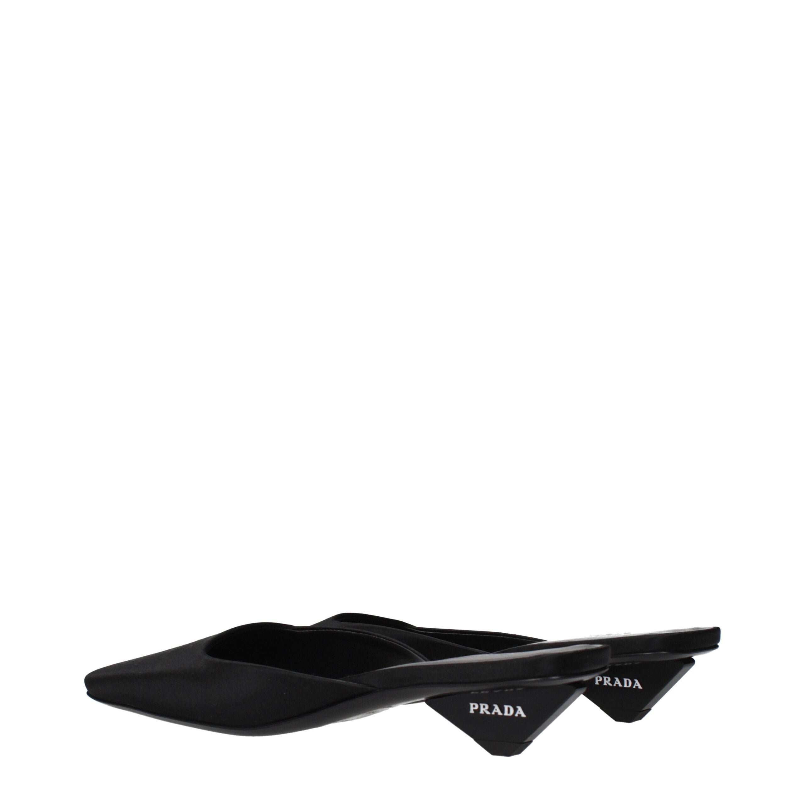 Prada Flache Sandalen aus schwarzem Satin