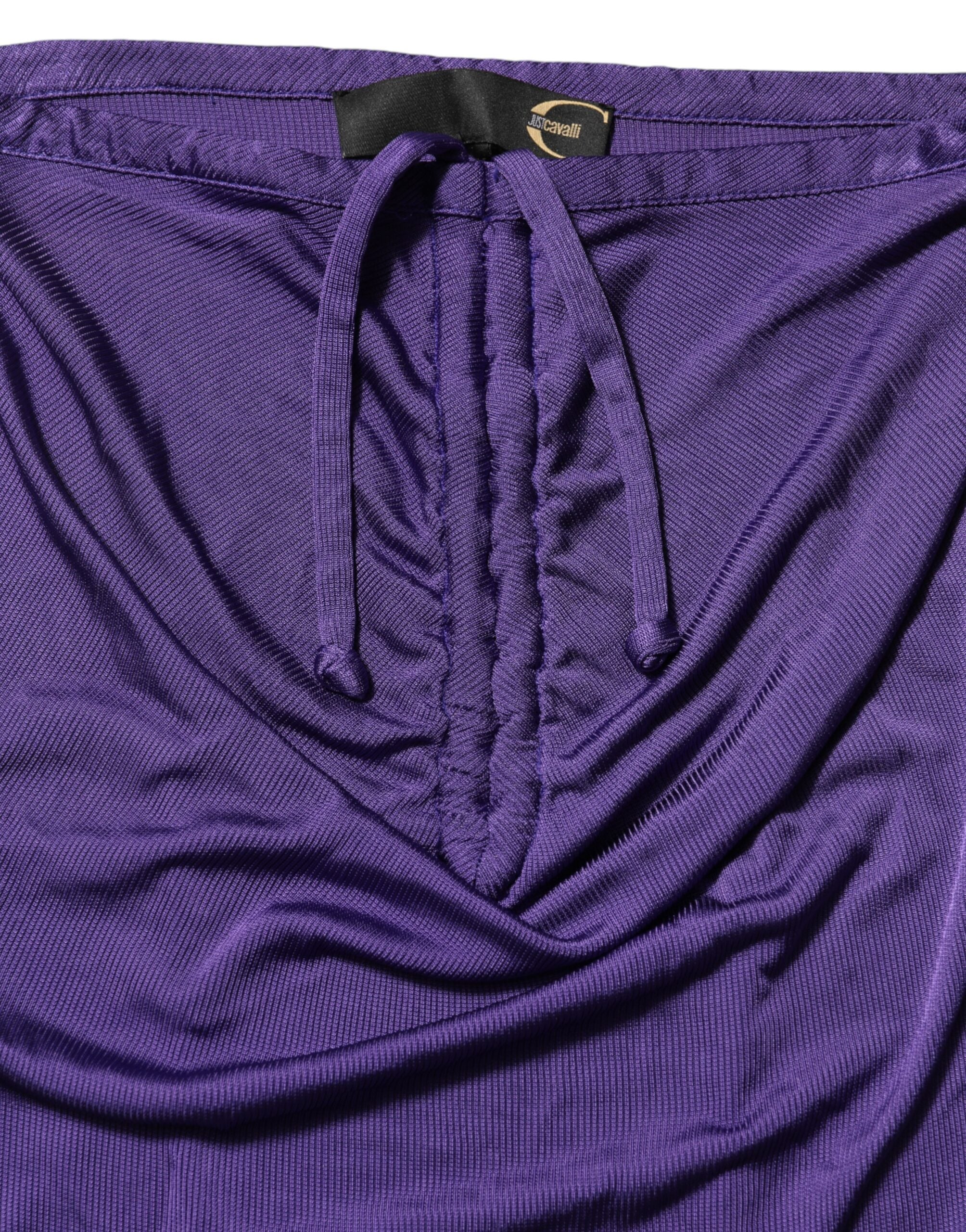 Cavalli Class Lila Viskose Elastan Trägerloses Bodycon Kleid