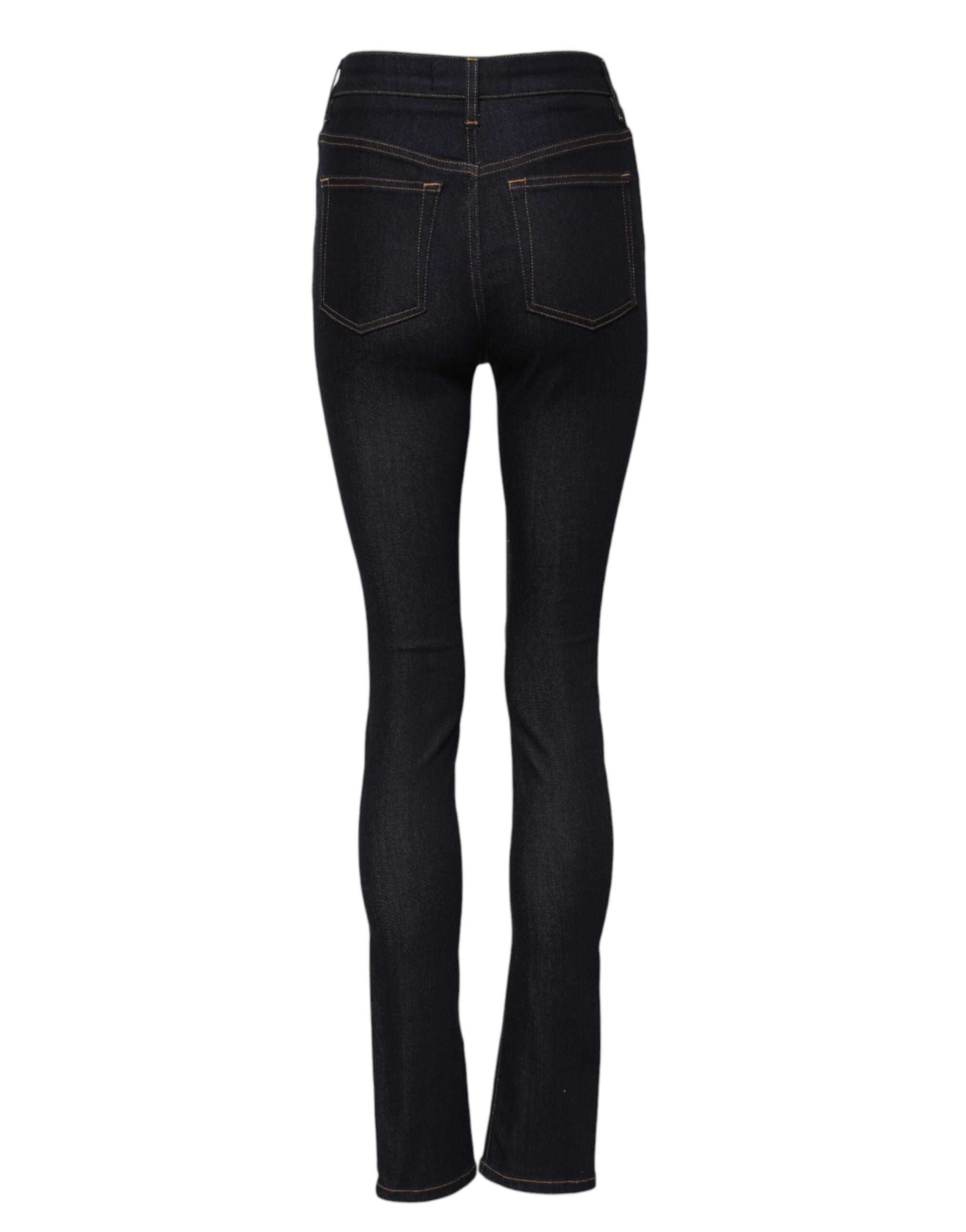 Dolce & Gabbana Blaue Baumwoll-Skinny-Denim-Jeans mit hoher Taille
