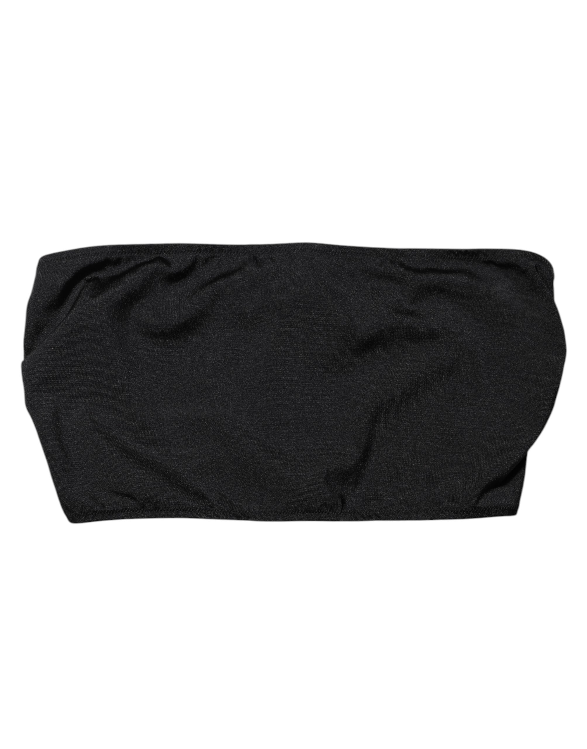 Dolce & Gabbana Schwarzes Nylon-Mischung Bandeau-Trägerlos-Top