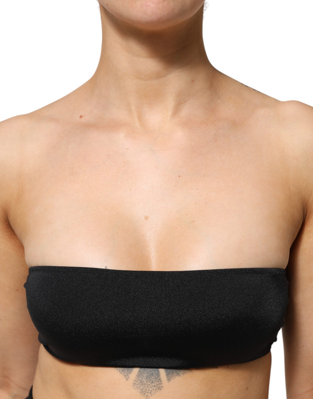 Dolce & Gabbana Schwarzes Nylon-Mischung Bandeau-Trägerlos-Top