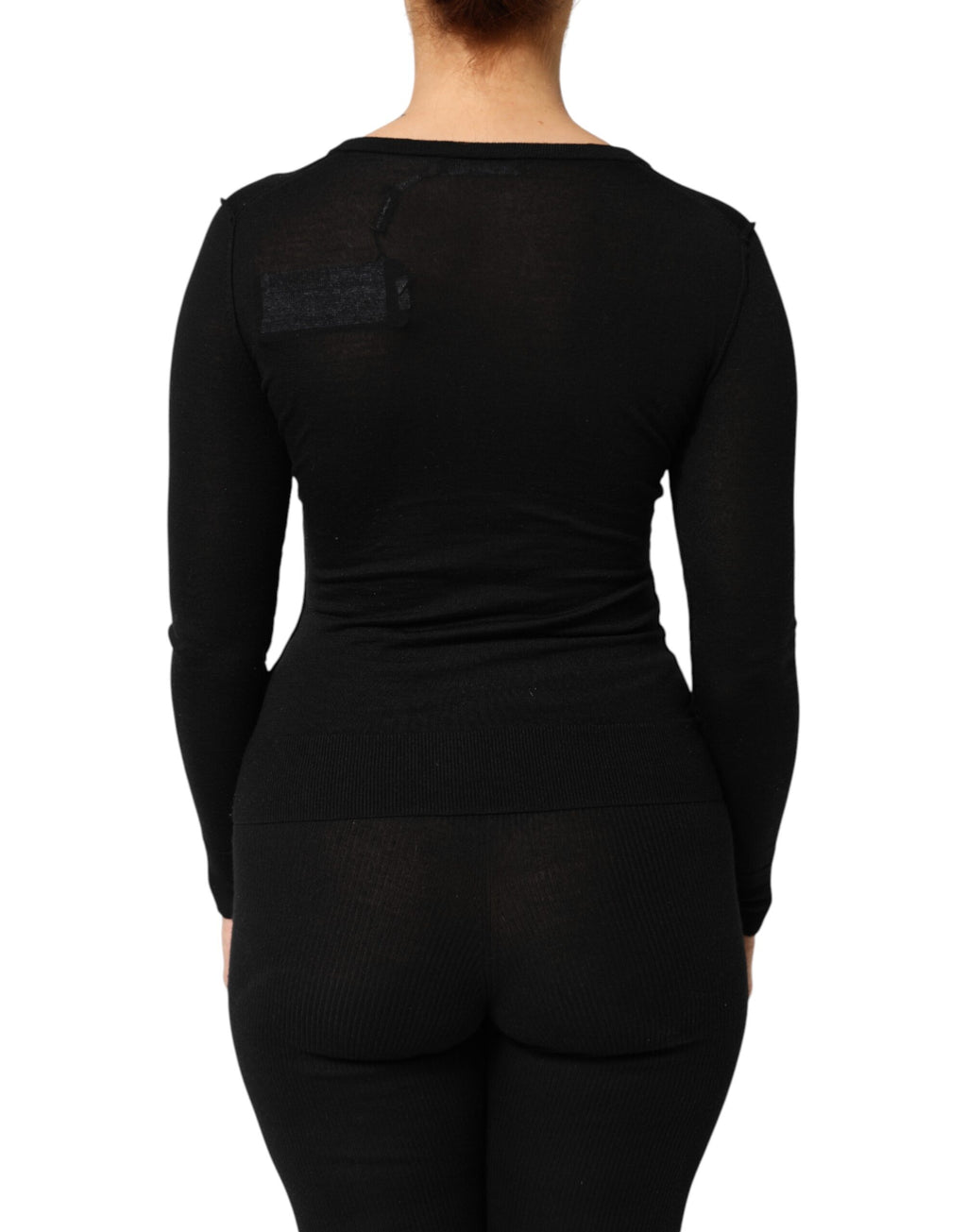 Dolce & Gabbana Schwarzer Strickpullover aus Schurwolle mit Knöpfen