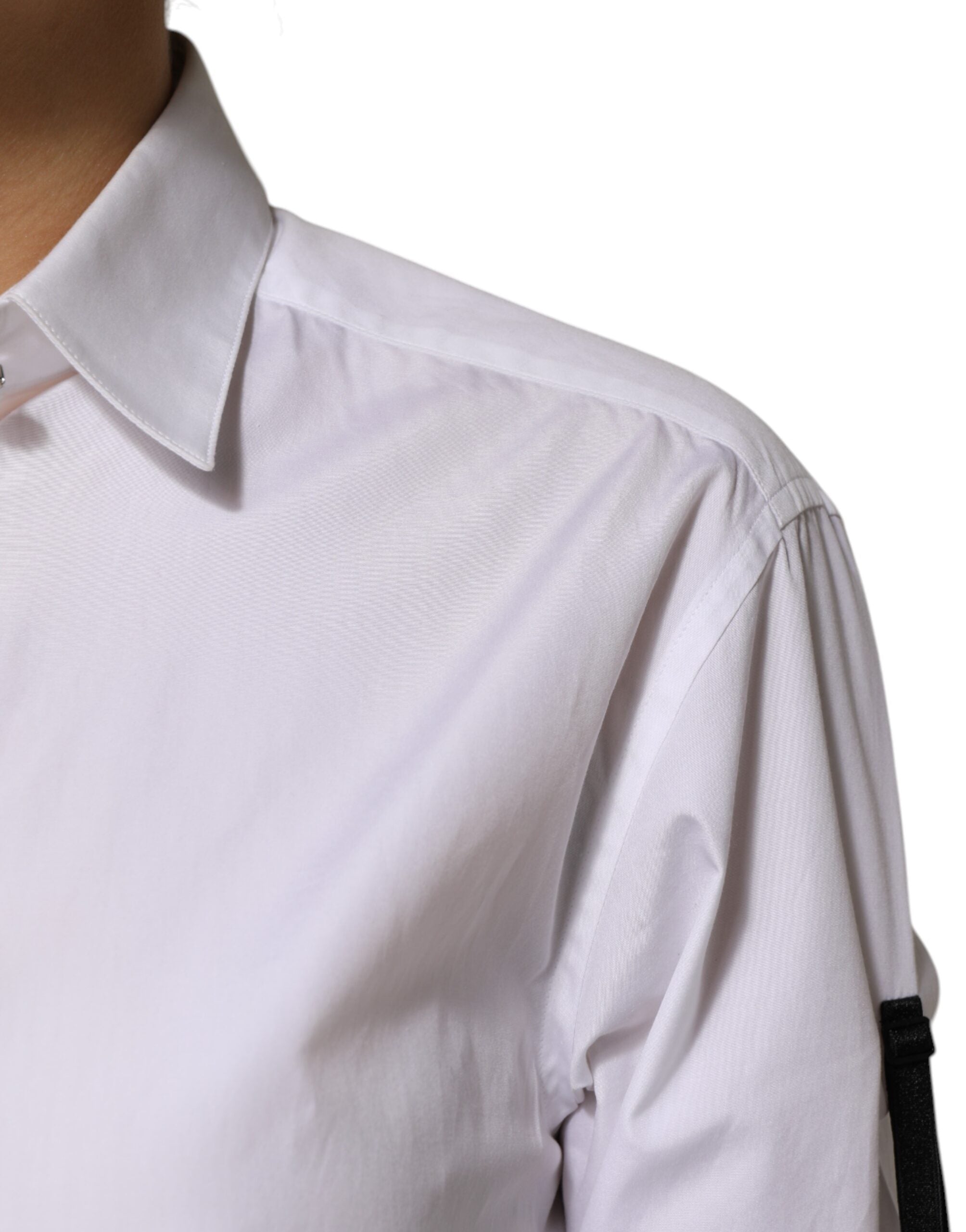 Dolce & Gabbana Weißes kristallbesetztes Hemdblusentop