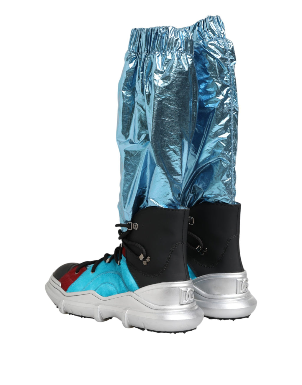 Dolce & Gabbana Blue Lace Up Over The Knee Socken Männer Stiefel Schuhe