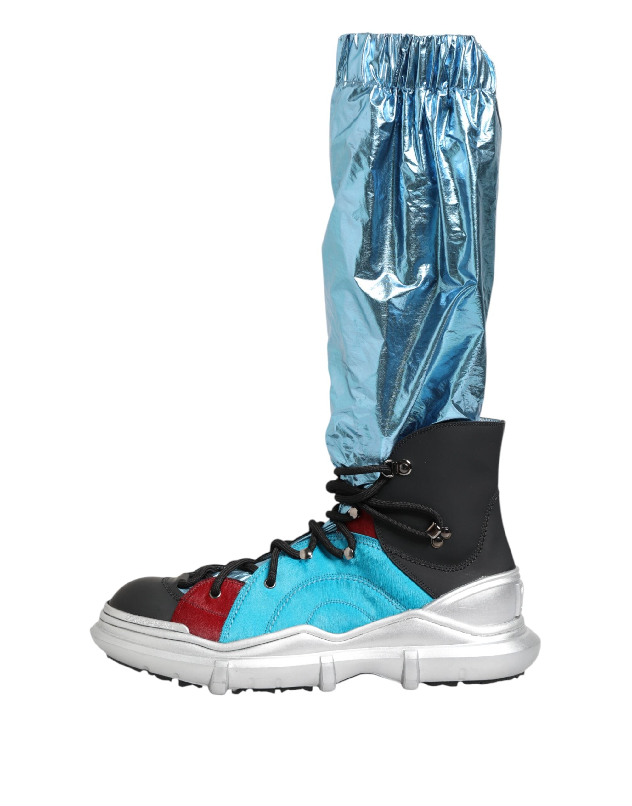 Dolce & Gabbana Blue Lace Up Over The Knee Socken Männer Stiefel Schuhe