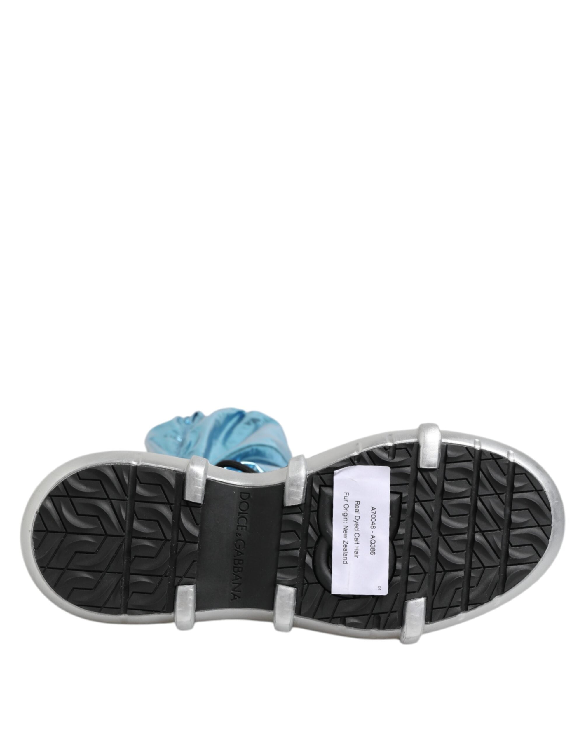 Dolce & Gabbana Blue Lace Up Over The Knee Socken Männer Stiefel Schuhe