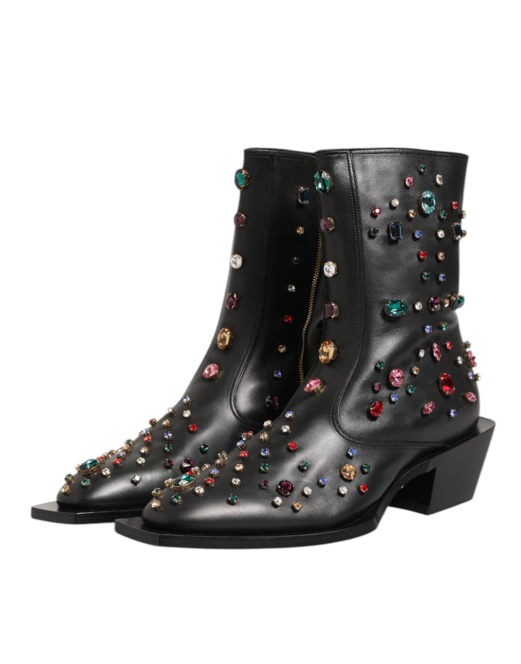 Dolce & Gabbana Schwarz Kristall verschönert Männer kurze Stiefel Schuhe