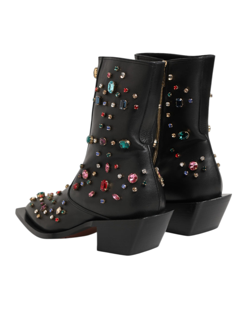 Dolce & Gabbana Schwarz Kristall verschönert Männer kurze Stiefel Schuhe