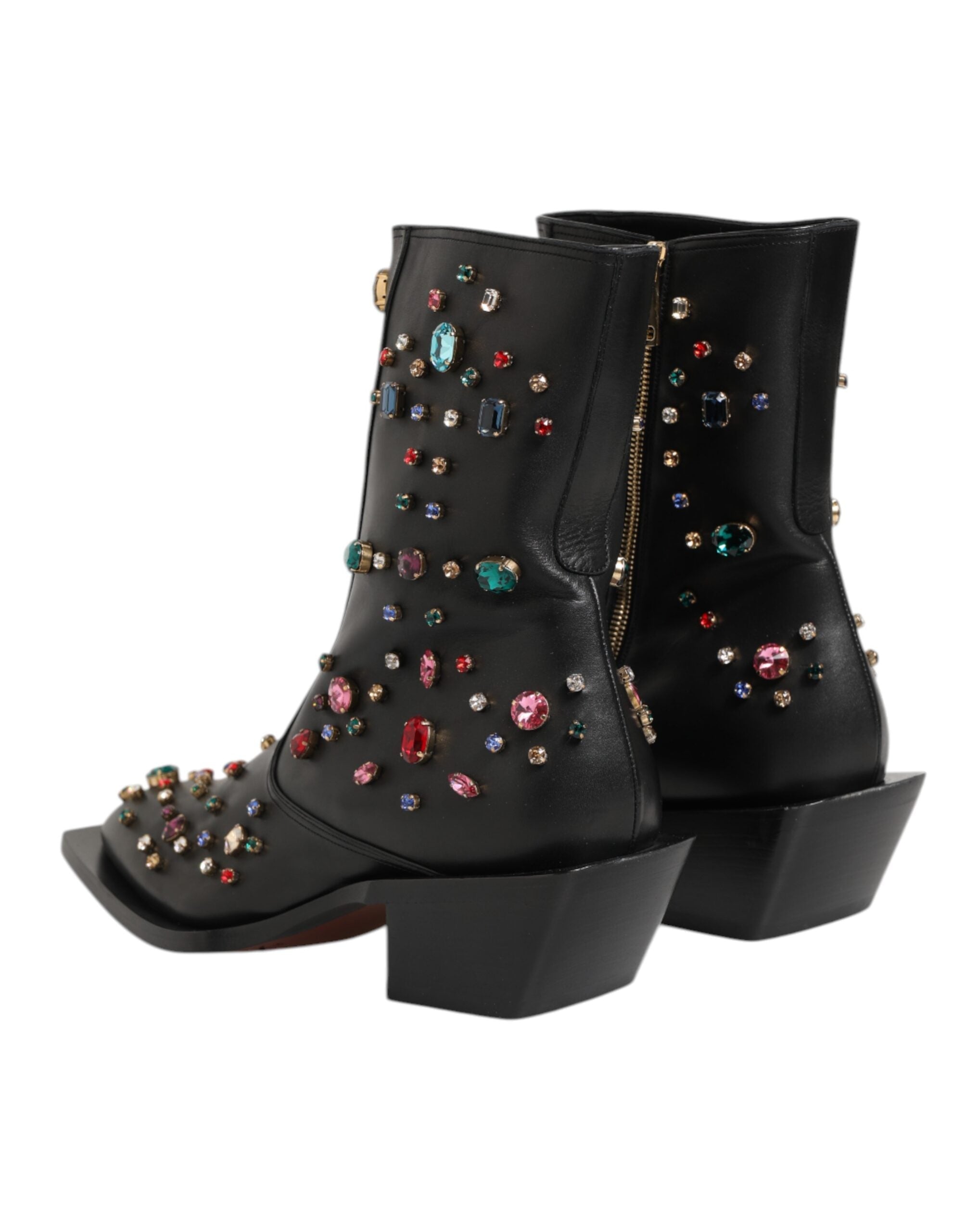 Dolce & Gabbana Schwarz Kristall verschönert Männer kurze Stiefel Schuhe