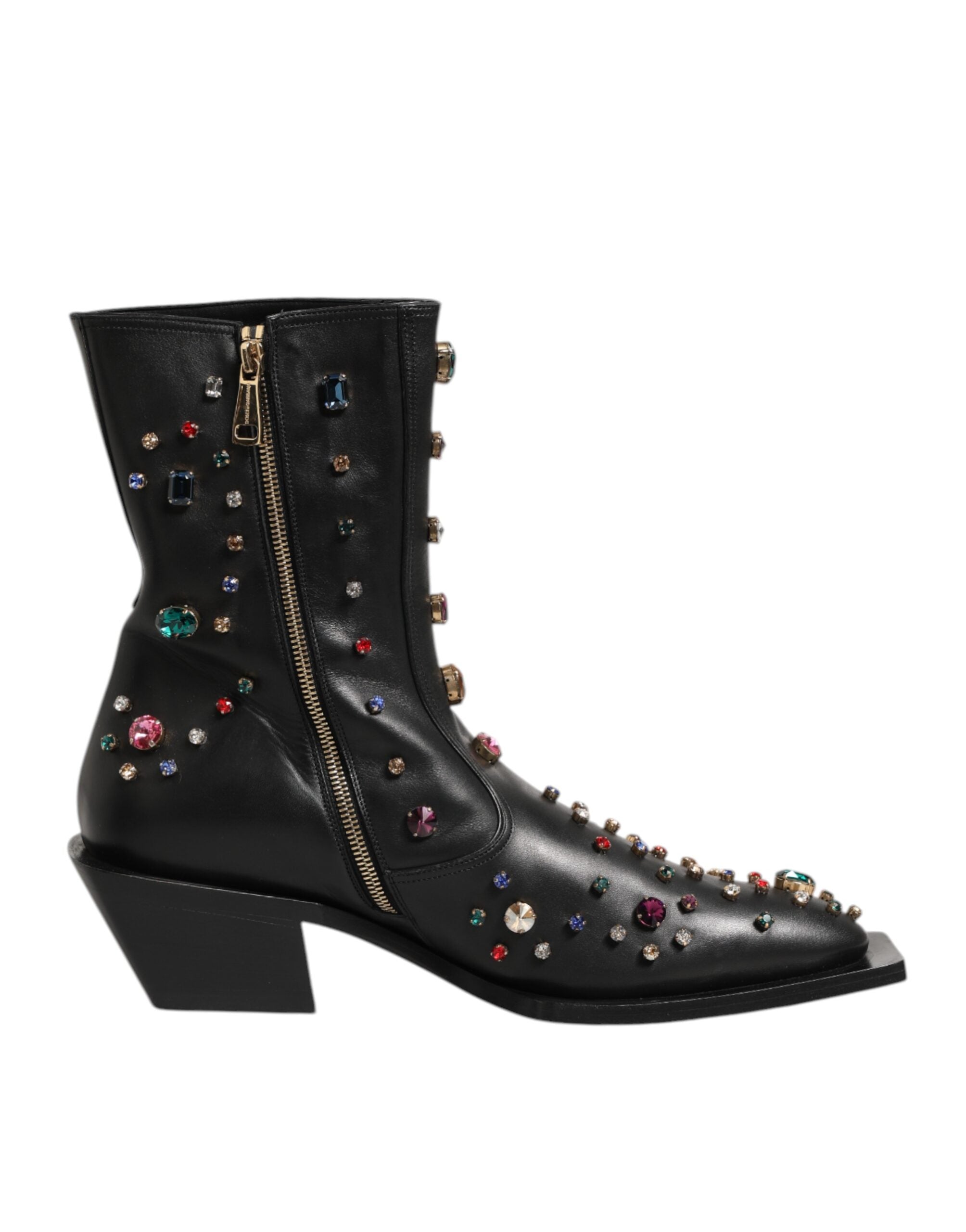 Dolce & Gabbana Schwarz Kristall verschönert Männer kurze Stiefel Schuhe