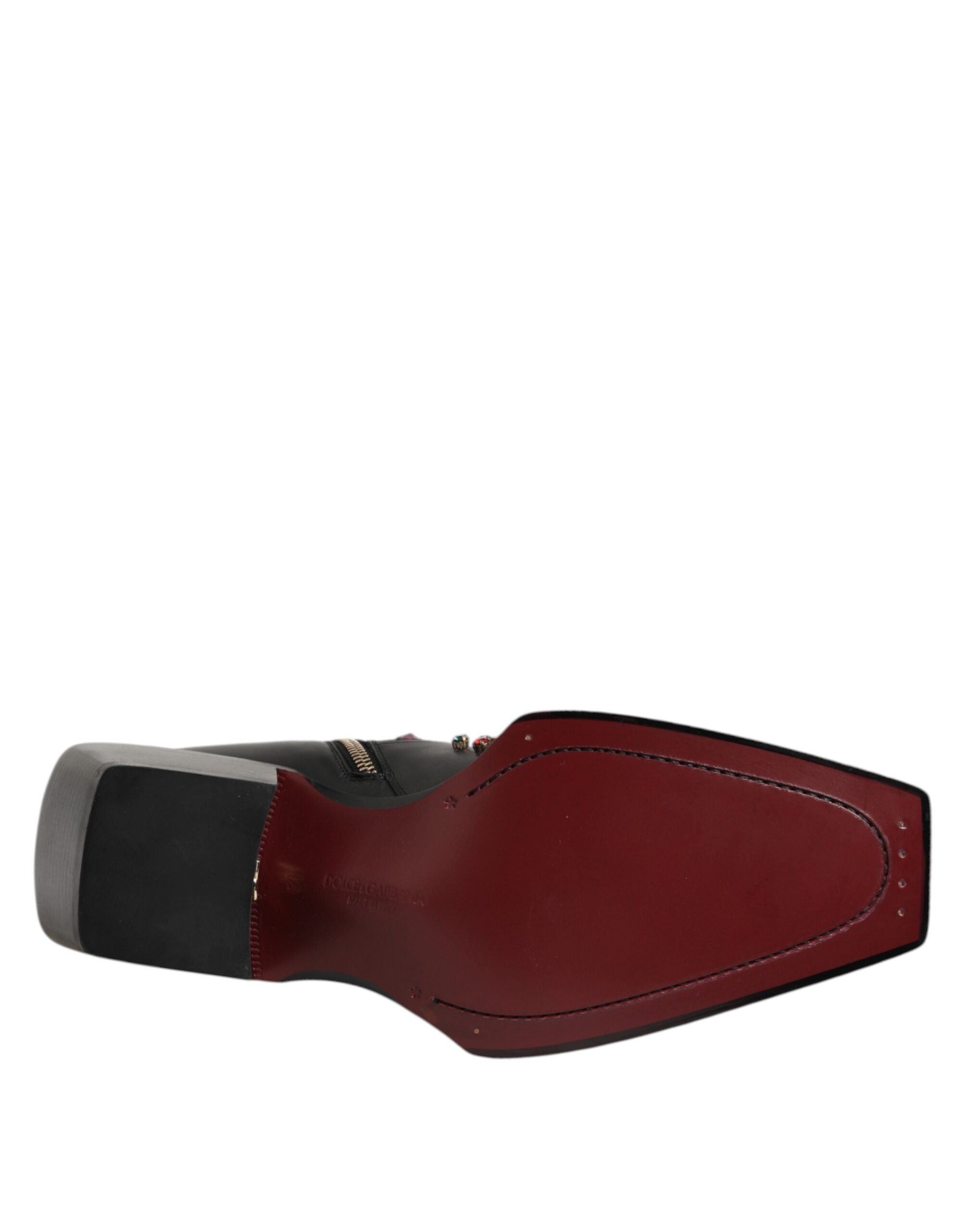 Dolce & Gabbana Schwarz Kristall verschönert Männer kurze Stiefel Schuhe