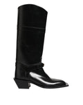 Dolce & Gabbana Black Logo Plaque Over The Calf Boots Shoes