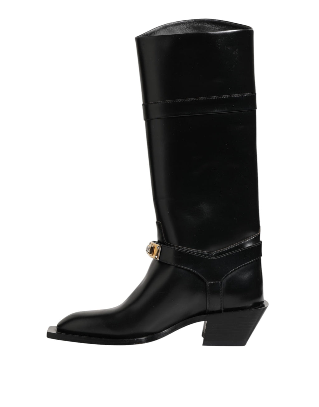 Dolce & Gabbana Schwarzes Logo Plaque Over The Calf Stiefel Schuhe