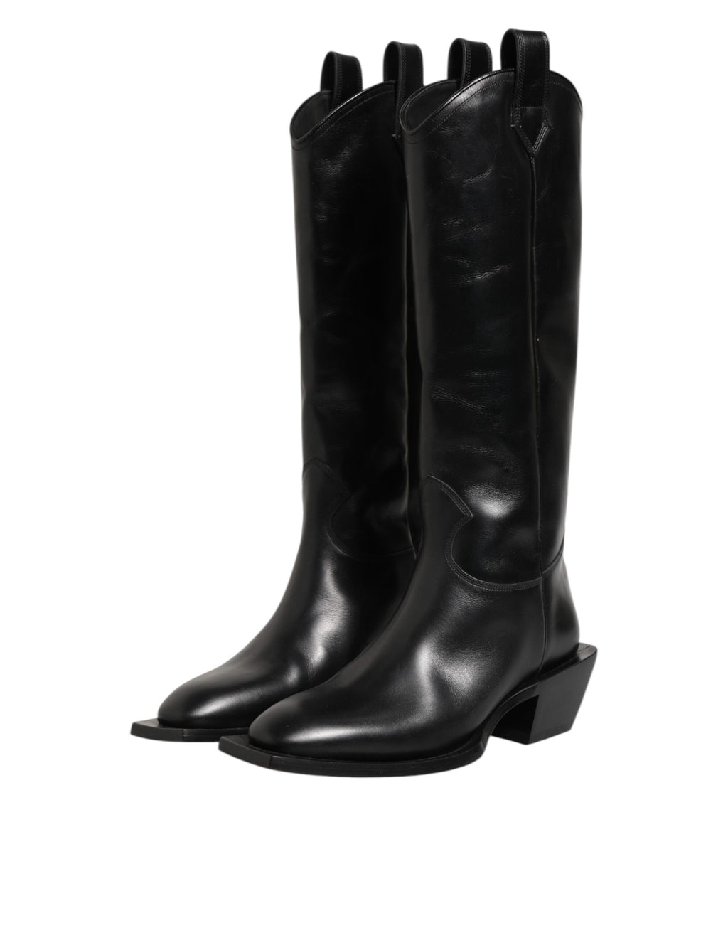 Dolce & Gabbana Schwarz Leder Over The Calf Biker Stiefel Schuhe