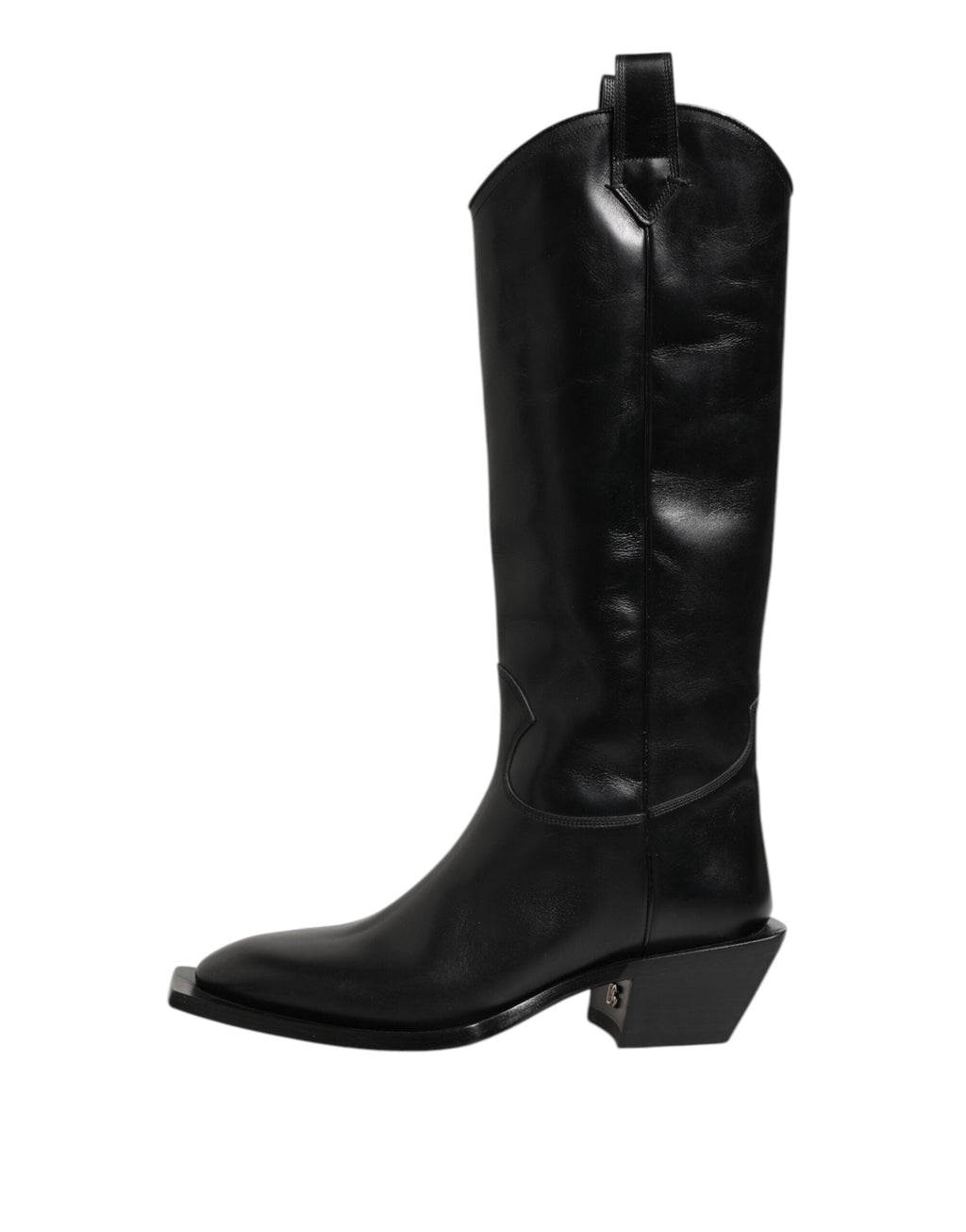 Dolce & Gabbana Schwarz Leder Over The Calf Biker Stiefel Schuhe