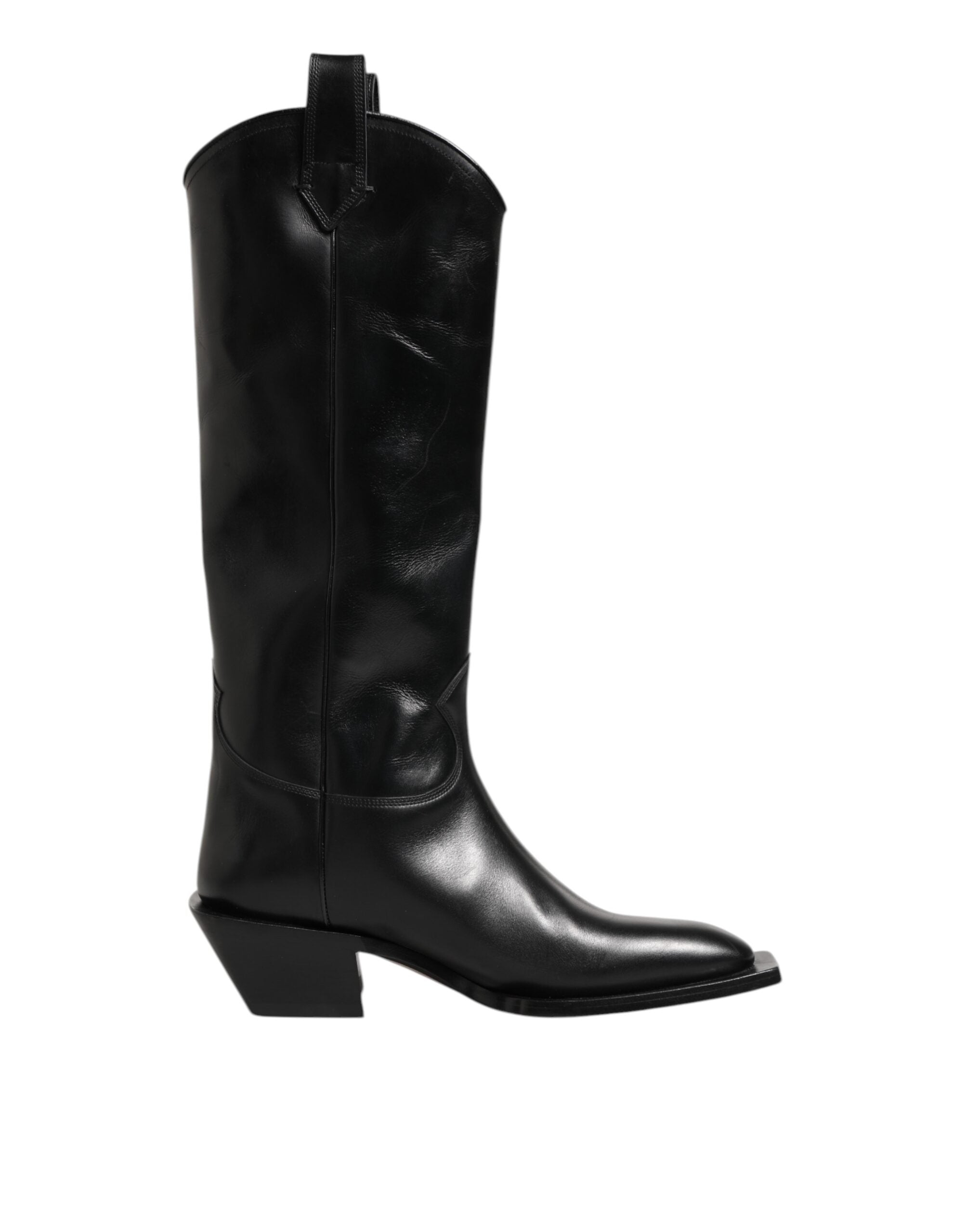 Dolce & Gabbana Schwarz Leder Over The Calf Biker Stiefel Schuhe