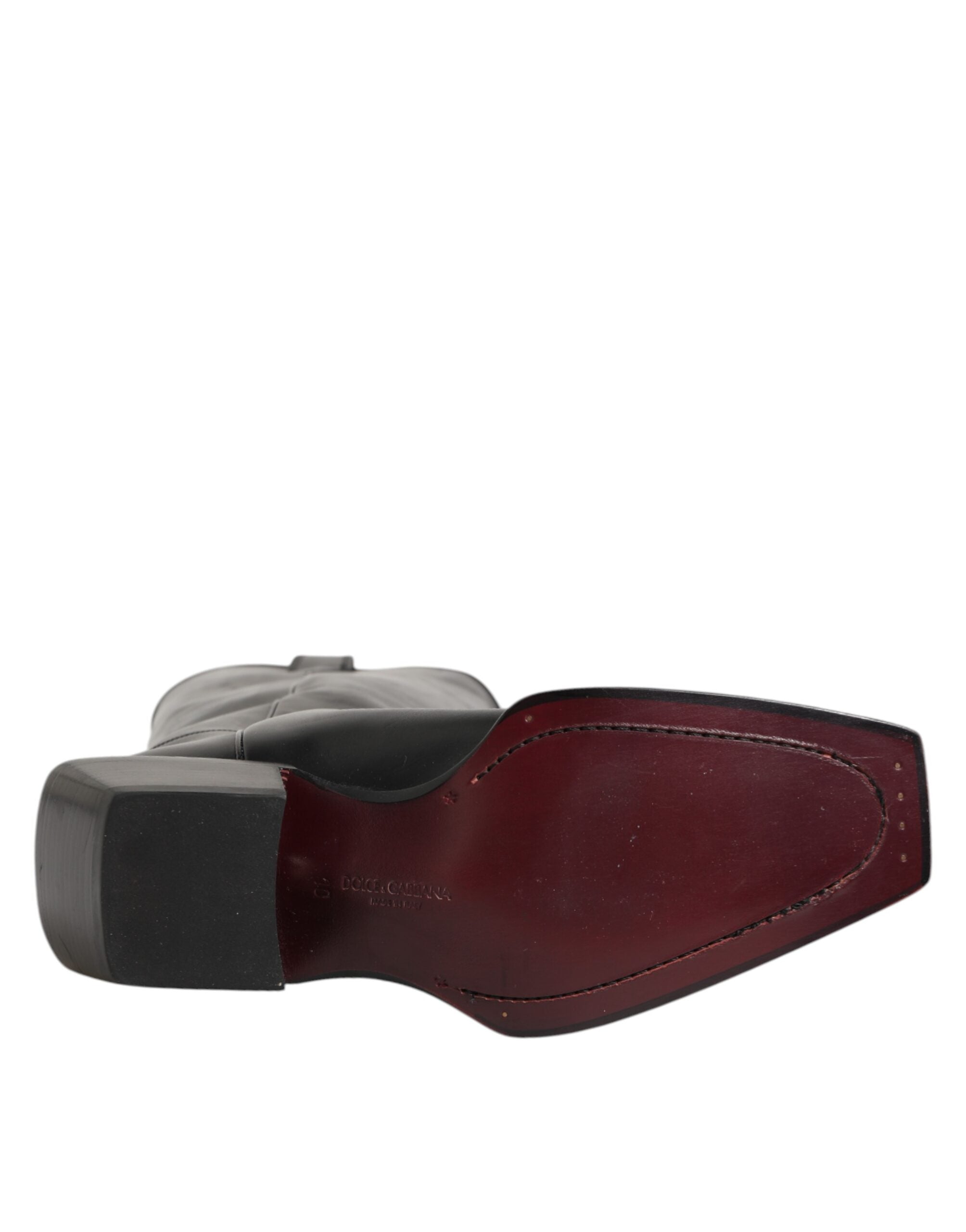 Dolce & Gabbana Schwarz Leder Over The Calf Biker Stiefel Schuhe