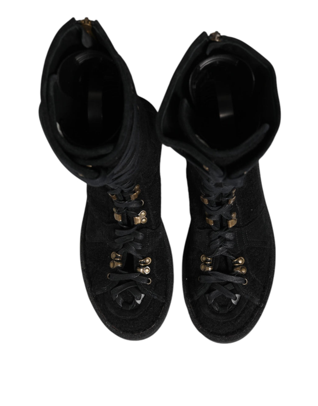 Dolce & Gabbana Schwarz Alpaka Wolle Wildleder Mid Calf Stiefel Schuhe