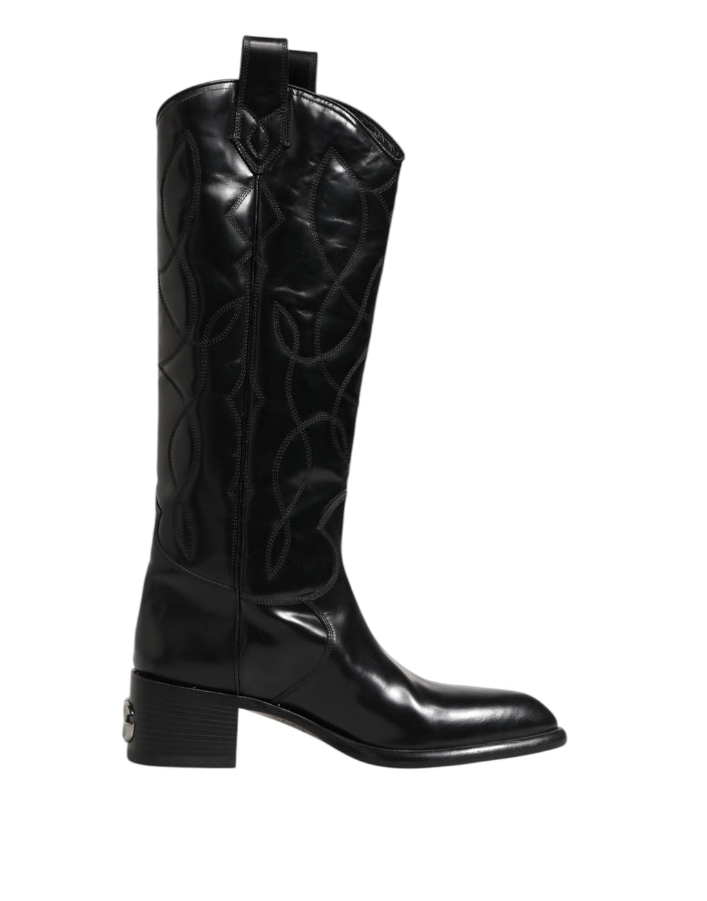 Dolce & Gabbana Schwarz Leder Over The Calf Biker Stiefel Schuhe